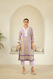 Naseebo Lilac Grace Cotton Premium Kurti Set