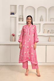 Naseebo Floral Harmony Linen Premium Kurti Set