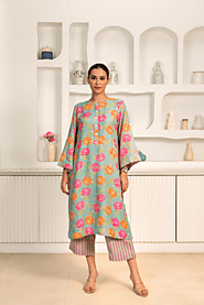 Serene Grace Linen Kurti Set For Women | 20% off | Naseebo