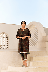 Shop Autumn Vines Ajrakh Co-ord Set For Women - 10% OFF – Naseebo