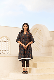 Shop Rustic Rose Ajrakh Co-ord Set For Women - 10% OFF – Naseebo