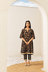 Shop Sunflower Serenade Ajrakh Co-ord Set For Women - 10% OFF – Naseebo