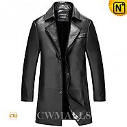 CWMALLS Long Black Leather Coat CW816026
