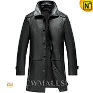 CWMALLS® London Black Leather Trench Coat CW808025[Multifunctional Patented Jacket, Custom Made]