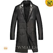 Father's Day Gift | CWMALLS® San Jose Embroidered Leather Overcoat CW808031
