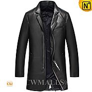 CWMALLS® Milwaukee Black Leather Trench Coat CW808038[CWMALLS Google Shopping]