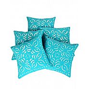 Shop Gorgeous & Decorative Patch Work Turquoise Cushion Cover (Set Of 5 ) at Rajrang