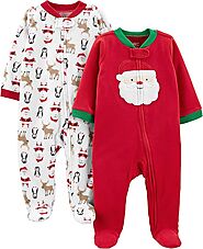 Simple Joys by Carter's Baby Holiday Fleece Footed Sleep and Play, Pack of 2