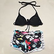 2017 Women Sexy Print Boy Short Triangle Swimwear