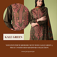 Your Winter Wardrobe Must Have: Kale Green 3 Piece Unstitched Khaddar Collection