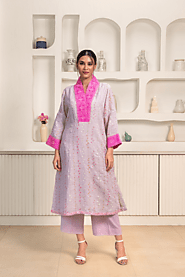 Naseebo Rose Quartz Linen Premium Kurti Set