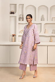 Naseebo Pastel Grace Linen Premium Kurti Set