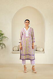 Naseebo Lilac Grace Cotton Premium Kurti Set