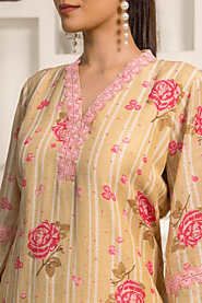 Naseebo Golden Bloom Linen Premium Co-ord Set