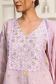 Naseebo Pastel Grace Linen Premium Kurti Set