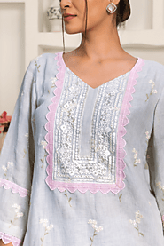 Naseebo Serene Grace Linen Premium Kurti Set