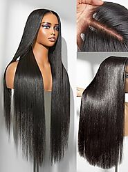 LUVME HAIR Straight 5x5 Lace Front Wigs Human Hair Glueless Wigs Human Hair Pre Plucked Pre Cut Long Black Wig Lace C...