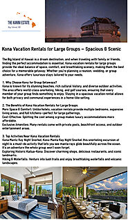 Kona Vacation Rentals For Large Groups Infographic