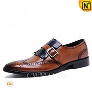 CWMALLS Mens Leather Fringe Wingtip Loafers CW716205