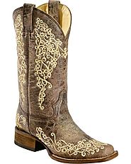 Corral Ladies Brown Crater Bone Embroidery Western Boot
