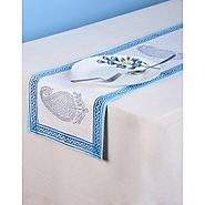 Shop Attractive Paisley Hand Block Printed White Cotton Table Runner