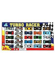 Rhode Island Novelty Turbo Racer Die Cast Car and Motorcycle Set, 25-Piece