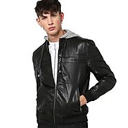 Adventure Seeker Mens Hooded Jacket | Leather Hooded Jacket