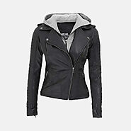 Multi Style Bomber Leather Jacket with Removable Hood