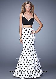Cheap White Black Polka Dot Two-piece Mermaid Dresses Sale