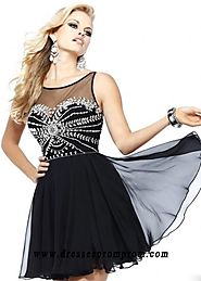 Black Silver Scoop Neck Beaded Sheer Layered Homecoming Dress 2016