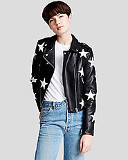 Women's Leather Jackets - Zaylee Star Biker Jacket | ShopperFiesta