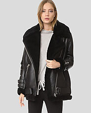 Women's Leather Jackets - Gianna Shearling Biker Jacket | ShopperFiesta