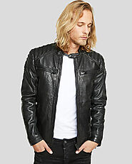 Men's Leather Jackets - Ardghal Black Biker Jacket | ShopperFiesta