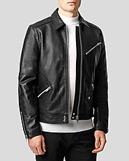 Men's Leather Jackets - Algie Black Motorcycle Jacket | ShopperFiesta