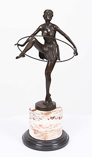 Elegant Art Deco Bronze Hoop Dancing Girl Alonzo