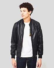 Leon Black Bomber Leather Jacket - Premium Outerwear by NYC Leather Jackets for Style & Durability