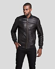 Kyros Black Bomber Leather Jacket by NYC Leather Jackets - Elevate Your Fashion Game in Style