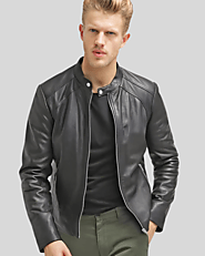 Hung Black Leather Racer Jacket - NYC Leather Jackets Combines Elegance & Comfort