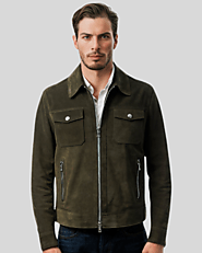 Atlas Olive Green Suede Leather Jacket - NYC Leather Jackets' Perfect Blend of Style & Warmth