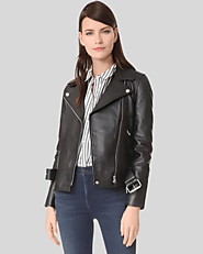 Sandra Black Biker Leather Jacket - NYC Leather Jackets' Classic Style for Everyday Wear