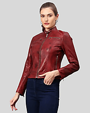 Hazal Red Racer Leather Jacket - NYC Leather Jackets' Must-Have for Bold Fashion Statements