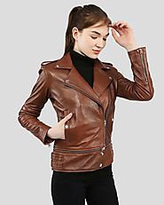 Womens Brown Leather Motorcycle Jacket – Find Your Perfect Fit at NYC Leather Jackets!