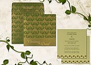 DARK GREEN SHIMMERY BUTTERFLY THEMED - SCREEN PRINTED WEDDING CARD : IN-8258B - 123WeddingCards