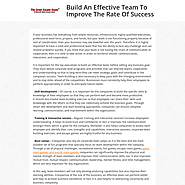 Build An Effective Team To Improve The Rate Of Success