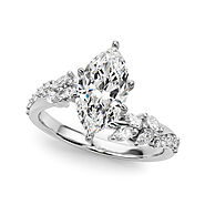 10 carat White gold Marquise Solitaire Marquise Twist Band with Six-Prong Setting