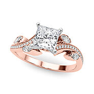 10 carat Rose gold Princess Diamond Swirl Band with Prong Setting