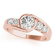 Rose gold Bezel Set Round Diamond Split Shank Ring