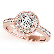 Rose gold Round Halo Pavé Diamond Engagement Ring