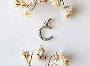 Dainty Round Moissanite Initial Name Letter "C" Charm Pendant 14K Yellow Gold | eBay