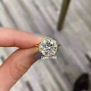 Bezel Set 14K Yellow Gold 5.5 CT Round Cut Moissanite Solitaire Engagement Ring | eBay